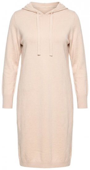 Ulla Popken 853669 Langärmliges Strickkleid mit Kapuze Beige - Midikleider - Midikleider in großen Größen