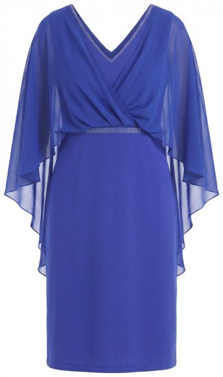Ulla Popken 853675 Chiffonkleid mit 3/4-Ärmeln Blau - Abendkleider - Abendkleider für Damen in großen Größen