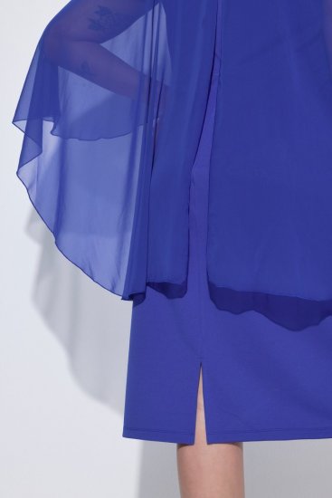 Ulla Popken 853675 Chiffonkleid mit 3/4-Ärmeln Blau - Abendkleider - Abendkleider für Damen in großen Größen