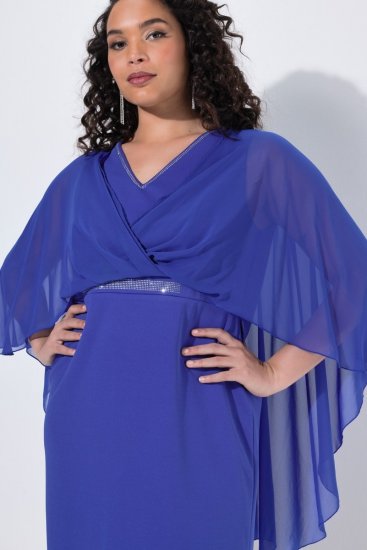 Ulla Popken 853675 Chiffonkleid mit 3/4-Ärmeln Blau - Abendkleider - Abendkleider für Damen in großen Größen