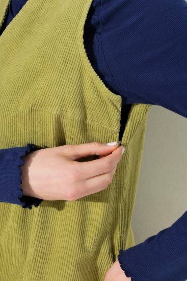 Ulla Popken 853697 Ärmelloses Cordkleid mit Taschen Hellgrün - Sommerkleider - Große Größen: Leichte Sommerkleider