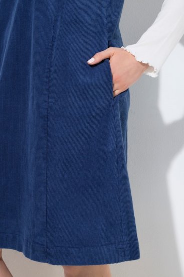 Ulla Popken 853697 Ärmelloses Cordkleid mit V-Ausschnitt Dunkelblau - Sommerkleider - Große Größen: Leichte Sommerkleider