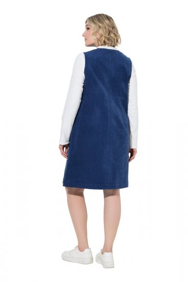 Ulla Popken 853697 Ärmelloses Cordkleid mit V-Ausschnitt Dunkelblau - Sommerkleider - Große Größen: Leichte Sommerkleider