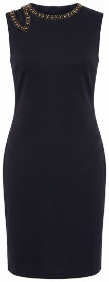 Ulla Popken 853766 Ärmelloses Bodycon-Kleid mit Strasssteinen Schwarz - Sommerkleider - Große Größen: Leichte Sommerkleider