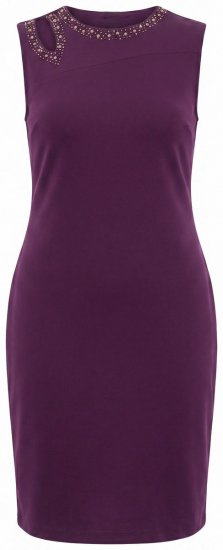 Ulla Popken 853766 Bodycon-Kleid mit Strasssteinen Pflaume - Abendkleider - Abendkleider für Damen in großen Größen