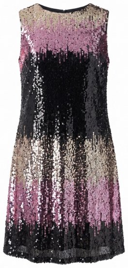 Ulla Popken 853768 Gestreiftes Paillettenkleid Schwarz - Abendkleider - Abendkleider für Damen in großen Größen