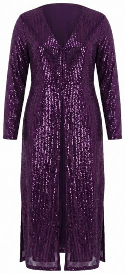 Ulla Popken 853770 Paillettenjacke Pflaume - Jacken - Große Jacken für Damen