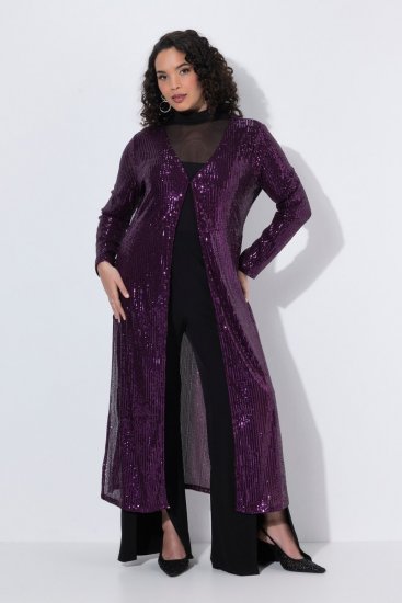 Ulla Popken 853770 Paillettenjacke Pflaume - Jacken - Große Jacken für Damen
