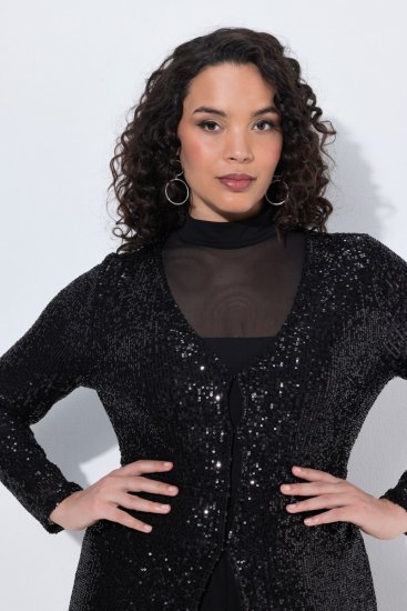 Ulla Popken 853770 Paillettenjacke Schwarz - Jacken - Große Jacken für Damen