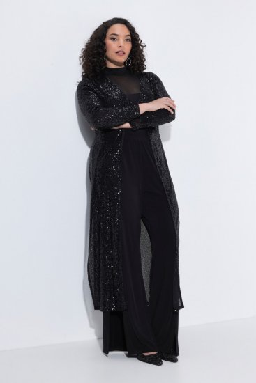 Ulla Popken 853770 Paillettenjacke Schwarz - Jacken - Große Jacken für Damen