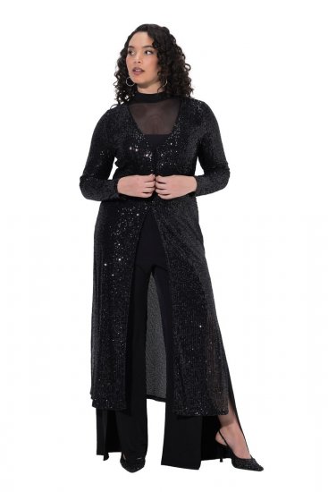 Ulla Popken 853770 Paillettenjacke Schwarz - Jacken - Große Jacken für Damen