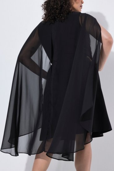 Ulla Popken 853774 Kleid mit Volants Schwarz - Abendkleider - Abendkleider für Damen in großen Größen