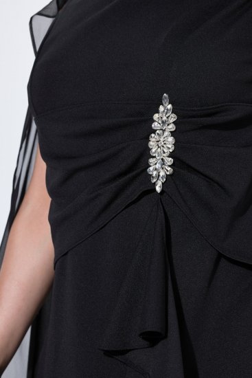 Ulla Popken 853774 Kleid mit Volants Schwarz - Abendkleider - Abendkleider für Damen in großen Größen