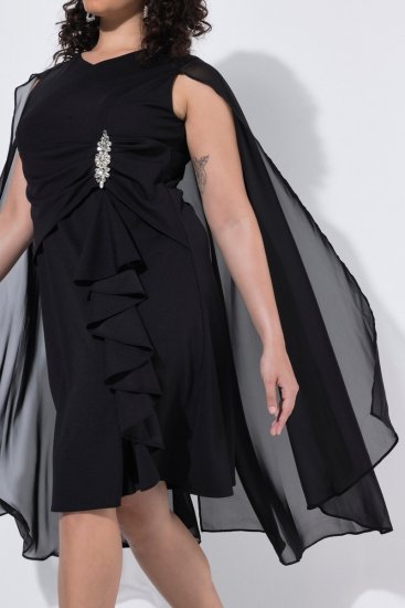 Ulla Popken 853774 Kleid mit Volants Schwarz - Abendkleider - Abendkleider für Damen in großen Größen