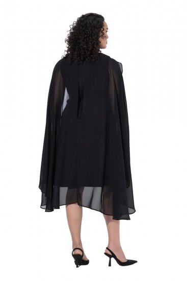 Ulla Popken 853774 Kleid mit Volants Schwarz - Abendkleider - Abendkleider für Damen in großen Größen