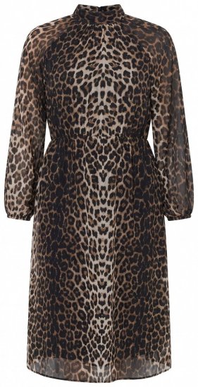 Ulla Popken 853788 Chiffonkleid mit Animal-Print Hellbraun - Maxikleider - Große Größen: Lange Maxikleider