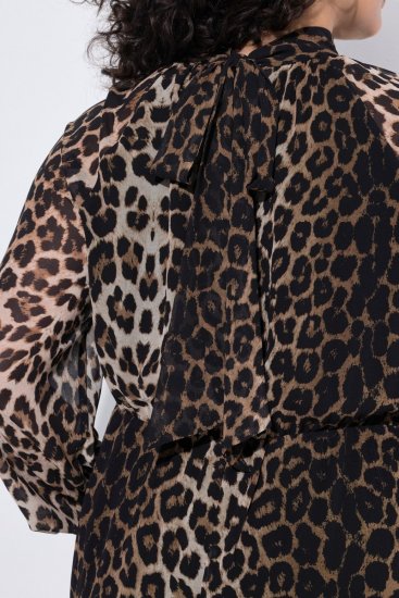 Ulla Popken 853788 Chiffonkleid mit Animal-Print Hellbraun - Maxikleider - Große Größen: Lange Maxikleider