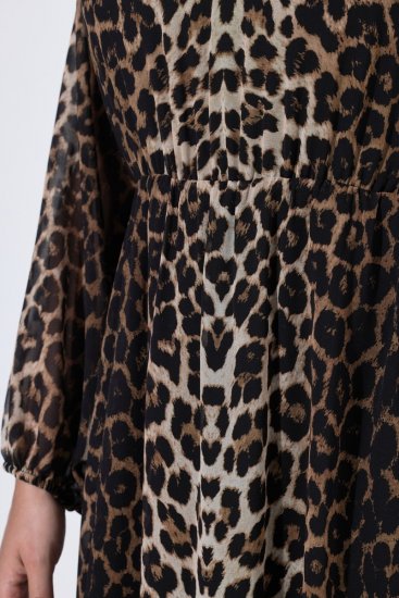 Ulla Popken 853788 Chiffonkleid mit Animal-Print Hellbraun - Maxikleider - Große Größen: Lange Maxikleider