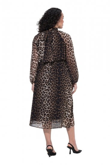 Ulla Popken 853788 Chiffonkleid mit Animal-Print Hellbraun - Maxikleider - Große Größen: Lange Maxikleider