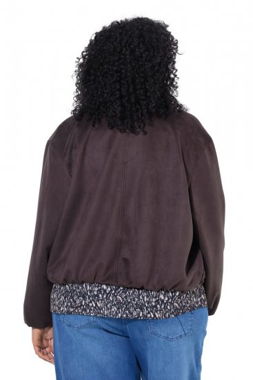 Ulla Popken 853792 Jacke in Wildlederoptik Braun - Jacken - Große Jacken für Damen