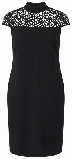 Ulla Popken 853808 Kurzärmliges Kleid mit Rollkragen Schwarz - Kleider - Kleider für jede Größe