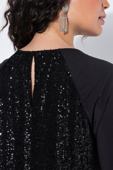 Ulla Popken 853871 Paillettenkleid Schwarz - Abendkleider - Abendkleider für Damen in großen Größen