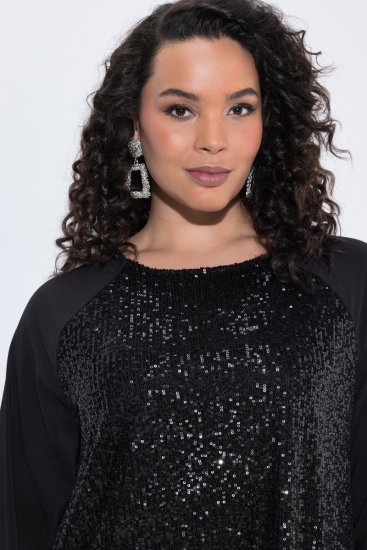 Ulla Popken 853871 Paillettenkleid Schwarz - Abendkleider - Abendkleider für Damen in großen Größen