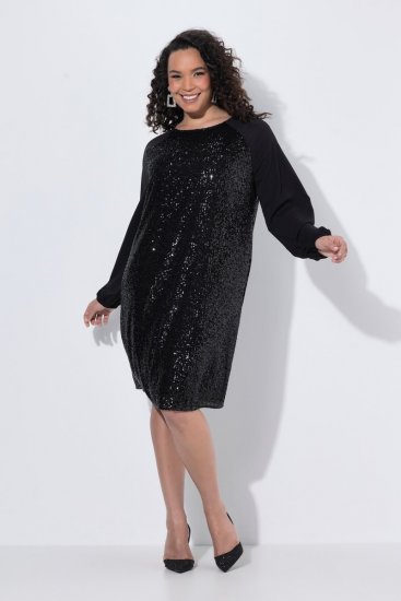 Ulla Popken 853871 Paillettenkleid Schwarz - Abendkleider - Abendkleider für Damen in großen Größen