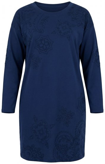 Ulla Popken 853877 Geblümtes Sweatkleid Dunkelblau - Kleider - Kleider für jede Größe