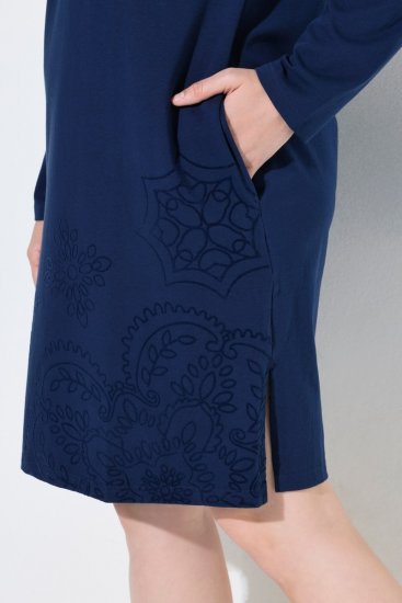Ulla Popken 853877 Geblümtes Sweatkleid Dunkelblau - Kleider - Kleider für jede Größe