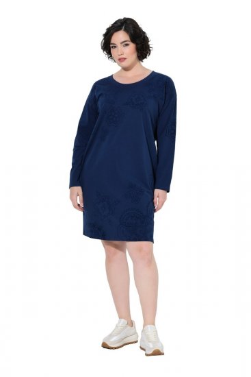 Ulla Popken 853877 Geblümtes Sweatkleid Dunkelblau - Kleider - Kleider für jede Größe