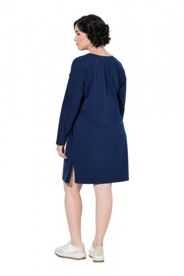 Ulla Popken 853877 Geblümtes Sweatkleid Dunkelblau - Kleider - Kleider für jede Größe