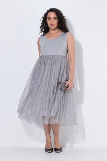 Ulla Popken 853879 Midikleid in A-Linie Grau - Midikleider - Midikleider in großen Größen