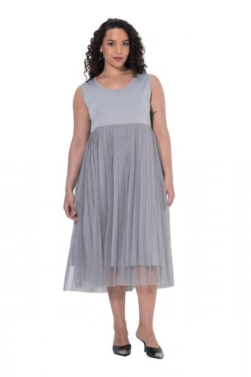 Ulla Popken 853879 Midikleid in A-Linie Grau - Midikleider - Midikleider in großen Größen