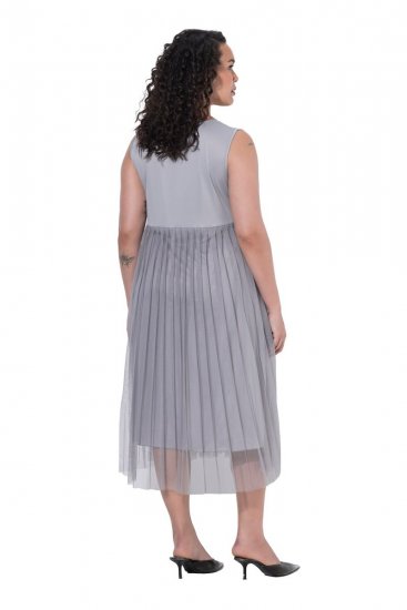 Ulla Popken 853879 Midikleid in A-Linie Grau - Midikleider - Midikleider in großen Größen