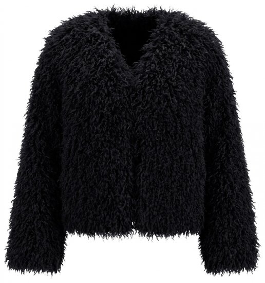 Ulla Popken 853894 Kurze Kunstpelzjacke Schwarz - Jacken - Große Jacken für Damen