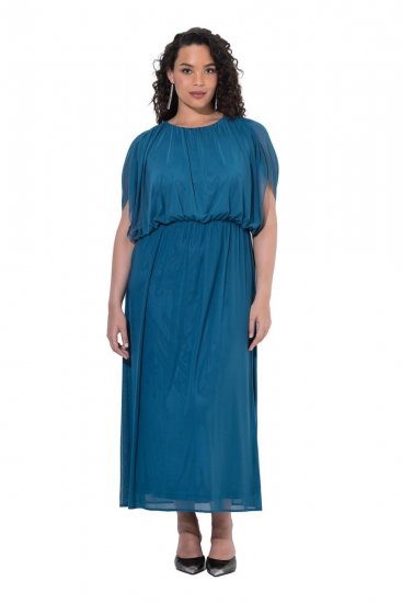 Ulla Popken 854031 Ärmelloses Maxikleid Petrol - Maxikleider - Große Größen: Lange Maxikleider