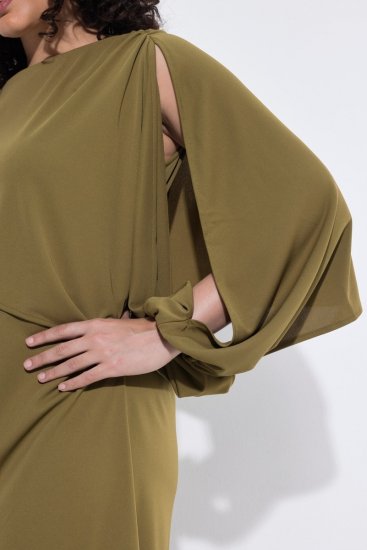 Ulla Popken 854048 Langärmliges Maxikleid Oliv - Maxikleider - Große Größen: Lange Maxikleider