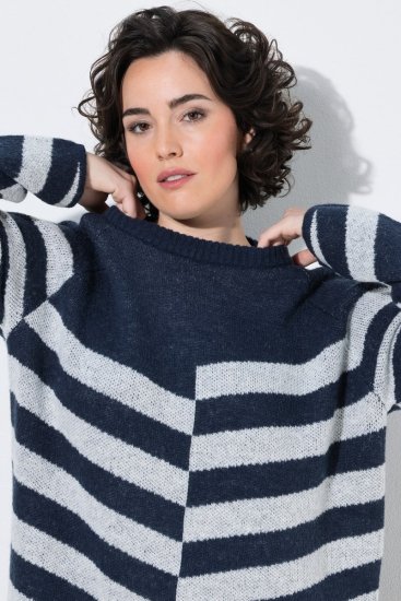 Ulla Popken 854095 Langärmliges Strickkleid Dunkelblau - Kleider - Kleider für jede Größe