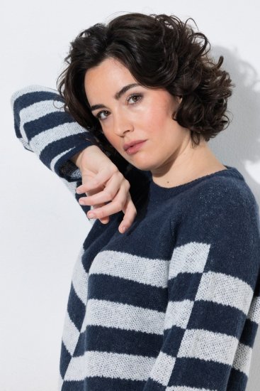 Ulla Popken 854095 Langärmliges Strickkleid Dunkelblau - Kleider - Kleider für jede Größe