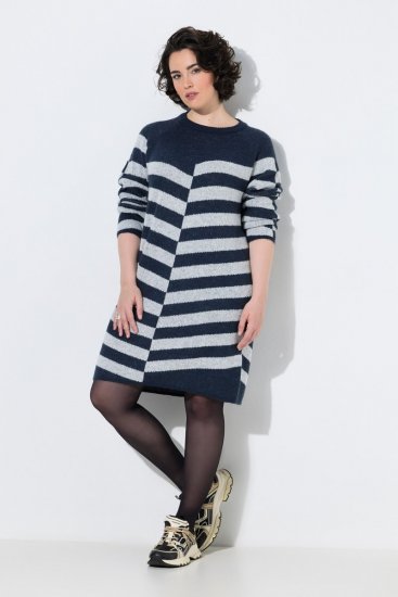Ulla Popken 854095 Langärmliges Strickkleid Dunkelblau - Kleider - Kleider für jede Größe