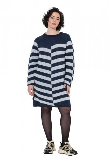 Ulla Popken 854095 Langärmliges Strickkleid Dunkelblau - Kleider - Kleider für jede Größe