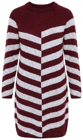 Ulla Popken 854095 Gestreiftes Strickkleid Weinrot - Kleider - Kleider für jede Größe