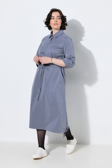 Ulla Popken 854413 Midikleid mit Tunnelzug Grau - Midikleider - Midikleider in großen Größen