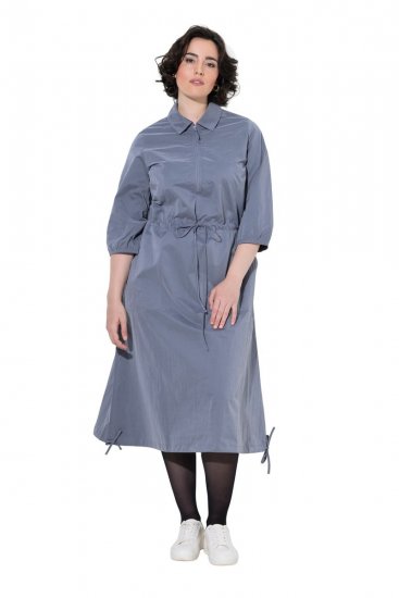 Ulla Popken 854413 Midikleid mit Tunnelzug Grau - Midikleider - Midikleider in großen Größen