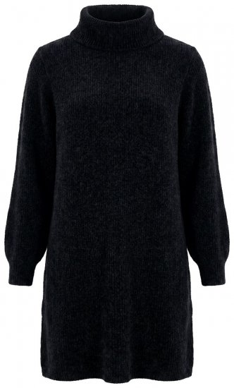 Ulla Popken 854602 Langärmliges Strickkleid mit Rollkragen Schwarz - Kleider - Kleider für jede Größe