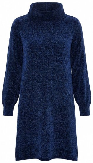 Ulla Popken 854602 Langärmliges Strickkleid mit Rollkragen Dunkelblau - Kleider - Kleider für jede Größe