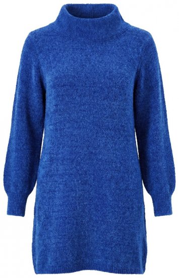 Ulla Popken 854602 Langärmliges Strickkleid mit Rollkragen Blau - Kleider - Kleider für jede Größe