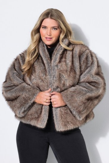 Ulla Popken 854617 Kunstfelljacke Beige - Jacken - Große Jacken für Damen