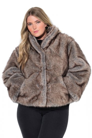 Ulla Popken 854617 Kunstfelljacke Beige - Jacken - Große Jacken für Damen